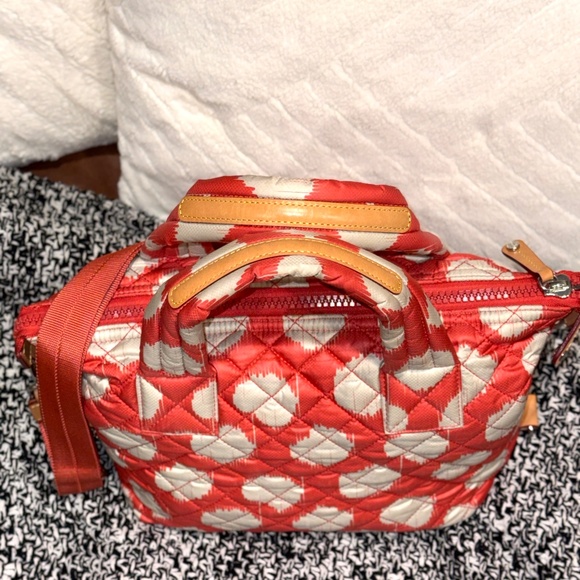 MZ Wallace Coral Polka Dot Medium Sutton Quilted Tote Bag Print w/STRAP RARE HTF - Picture 5 of 13
